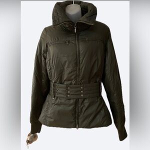 Sisley Olive Green Belted Puffer Jacket